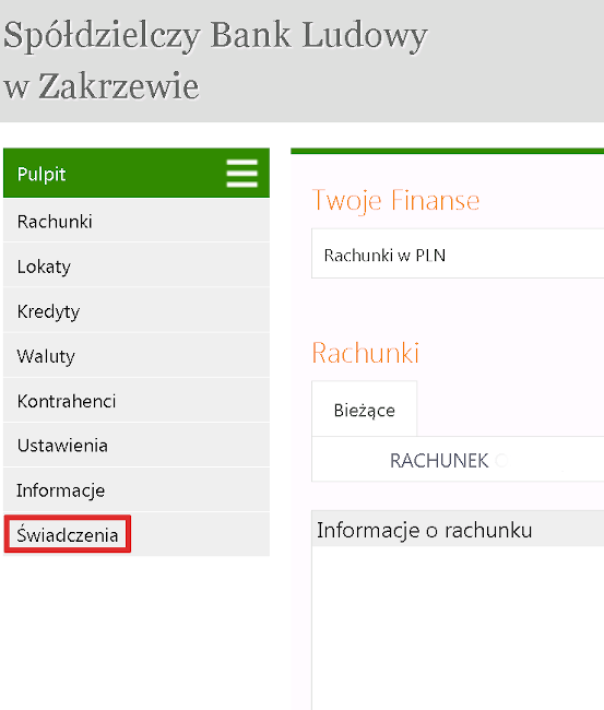 500+1 1. Wybierz zakładkę ŚWIADCZENIA